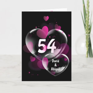54th Anniversary Heart Bubbles on Black  Card