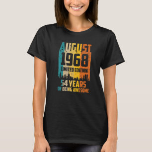 54th Birthday 54 Years Awesome Since August 1968 V T-Shirt