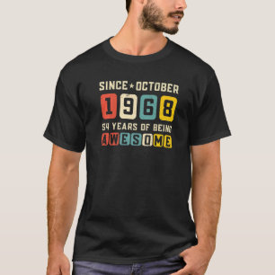54th Birthday Awesome Since October 1968 Vintage T-Shirt