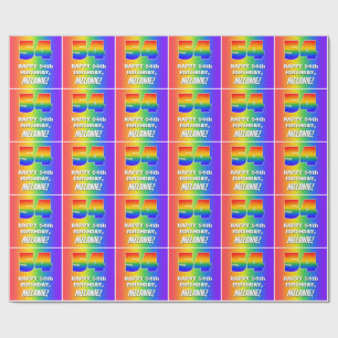 54th Birthday: Colourful, Fun Rainbow Pattern # 54 Wrapping Paper