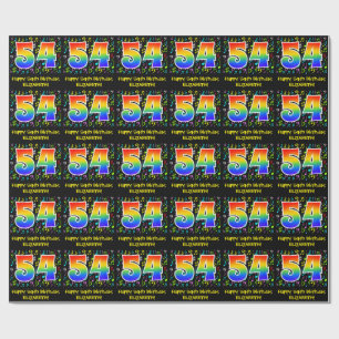 54th Birthday: Colourful Music Symbols, Rainbow 54 Wrapping Paper