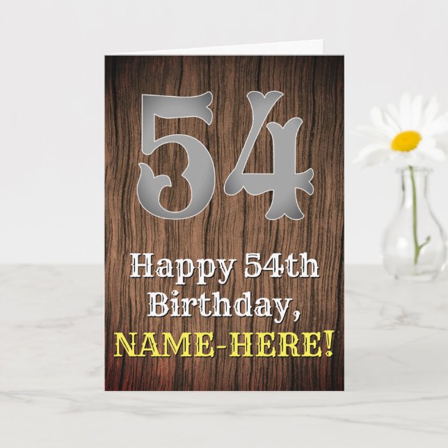 54th Birthday: Country Western Inspired Look, Name Card (Small Plant)