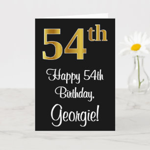 54th Birthday ~ Elegant Luxurious Faux Gold Look # Card