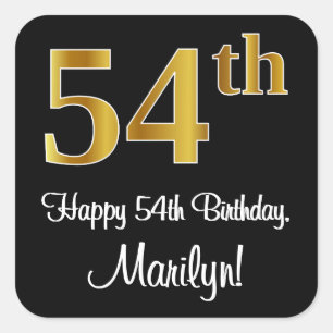 54th Birthday – Elegant Luxurious Faux Gold Look # Square Sticker