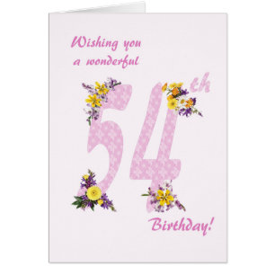 54th Birthday Flower Decorated Numbers
