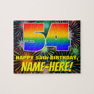 54th Birthday: Fun, Colourful Celebratory Firework Jigsaw Puzzle