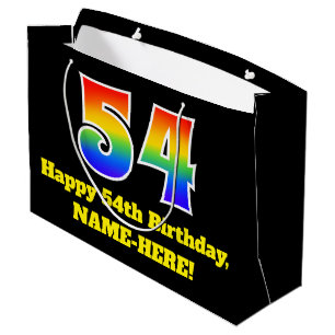54th Birthday ~ Fun, Colourful, Vibrant, Rainbow 5 Large Gift Bag