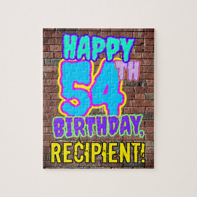 54th Birthday ~ Fun, Urban Graffiti Inspired Look Jigsaw Puzzle (Vertical)