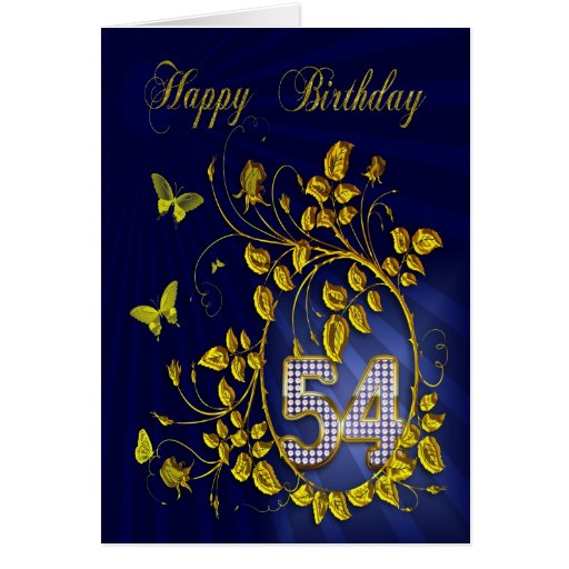 54th Birthday golden butterflies Greeting Card | Zazzle
