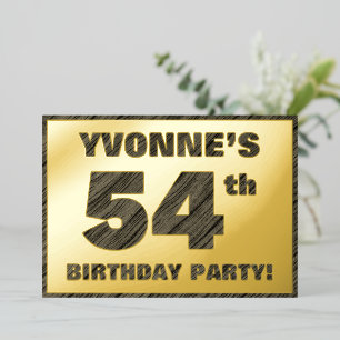 54th Birthday Party — Bold, Faux Wood Grain Text