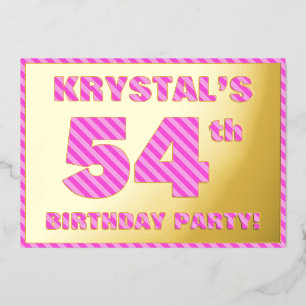 54th Birthday Party — Bold, Fun, Pink Stripes # 54
