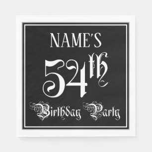 54th Birthday Party — Fancy Script + Custom Name Napkin