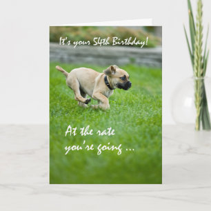 54th Birthday Puppy Running Card