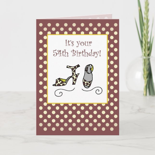 54th Birthday Women's Shoes, Animal Print Card (Front)