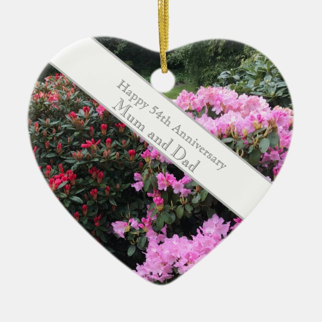 54th Wedding  Ceramic Tree Decoration (Front)