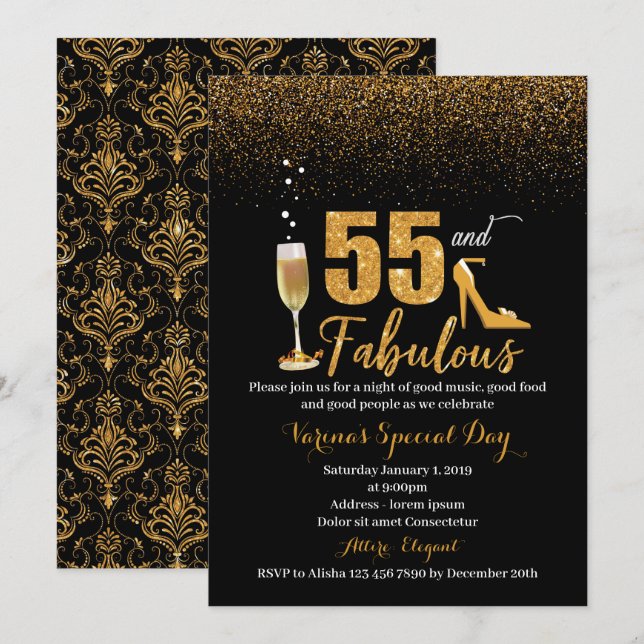 55 and Fabulous Birthday Invitation for Women (Front/Back)