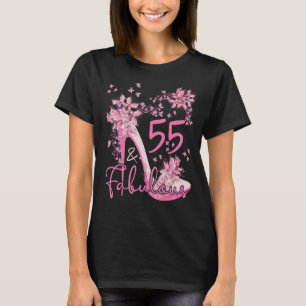 55 And Fabulous Floral Butterflies High Heels 55th T-Shirt
