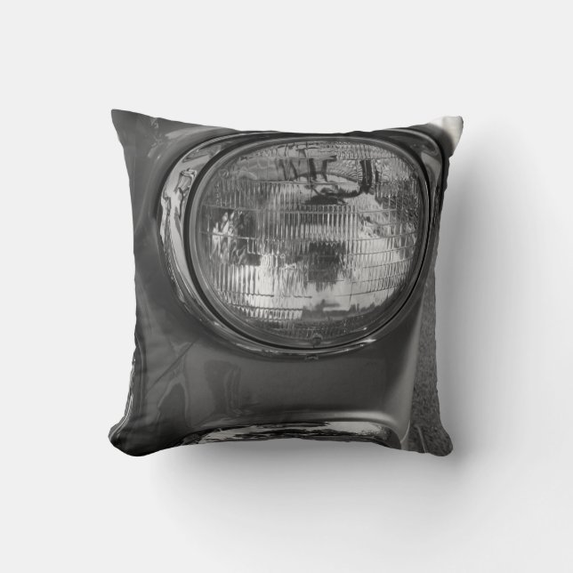 55 Chevy Headlight Grayscale Cushion (Front)