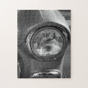 55 Chevy Headlight Grayscale Jigsaw Puzzle