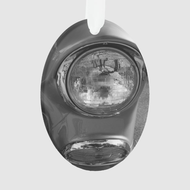 55 Chevy Headlight Grayscale Ornament (Back)