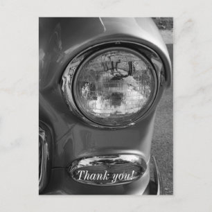55 Chevy Headlight Grayscale Postcard