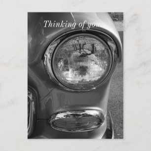 55 Chevy Headlight Grayscale Postcard