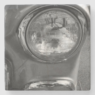 55 Chevy Headlight Grayscale Stone Coaster