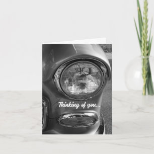 55 Chevy Headlight Grayscale Thinking Of You Card