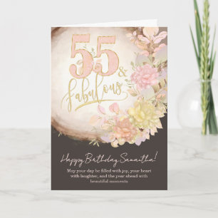 55 & Fabulous Floral Photo Personalized Birthday Card