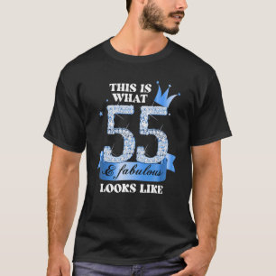 55 & Fabulous I Blue Black Party Group Candid Phot T-Shirt