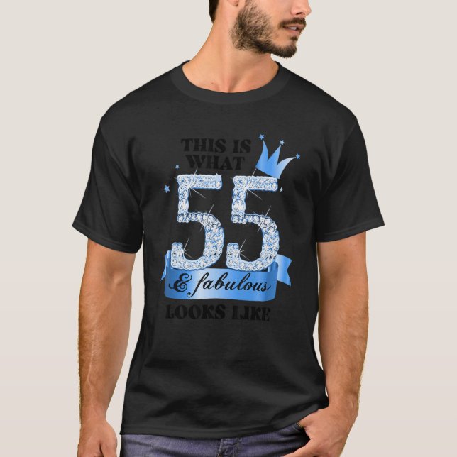 55 & Fabulous I Blue White Party Group Candid Phot T-Shirt (Front)