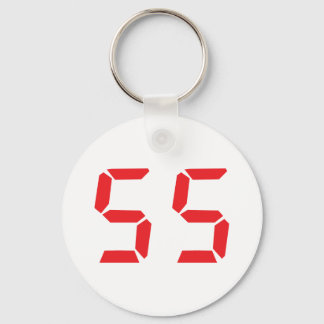 55 fifty-fife red alarm clock digital number key ring