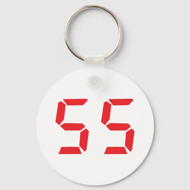 55 fifty-fife red alarm clock digital number key ring (Front)