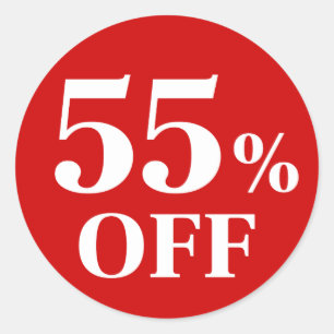 55% OFF Red Background Classic Round Sticker