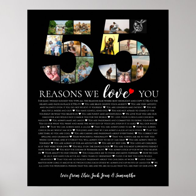 55 reasons why we love you birthday party decor (Front)