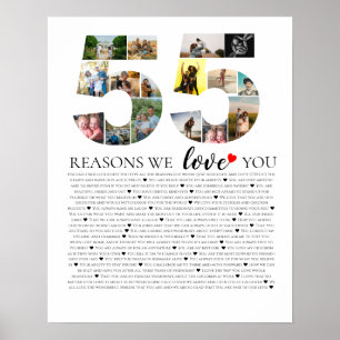 55 reasons why we love you birthday photo collage poster