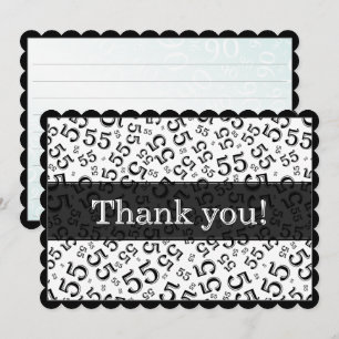 55 "Thank you!" Black/White Number Pattern Thank You Card