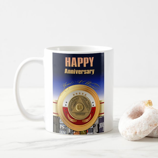 55 Year CUSTOM NAME AA Coin You're A Winner Coffee Mug (With Donut)