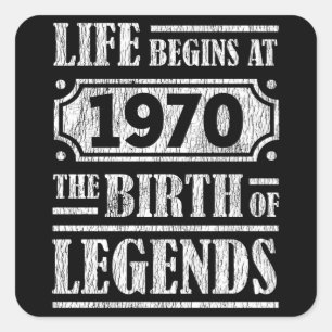 55 Year Old 1970 Birth Of Legend 55th Birthday Square Sticker
