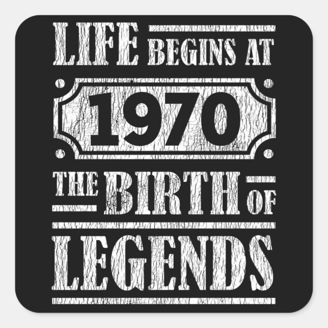 55 Year Old 1970 Birth Of Legend 55th Birthday Square Sticker (Front)