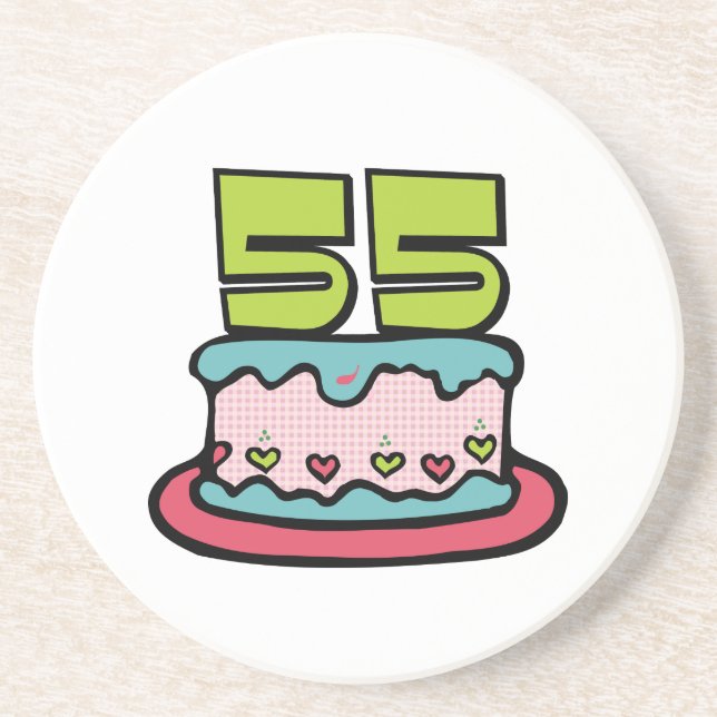 55 Year Old Birthday Cake Coaster (Front)