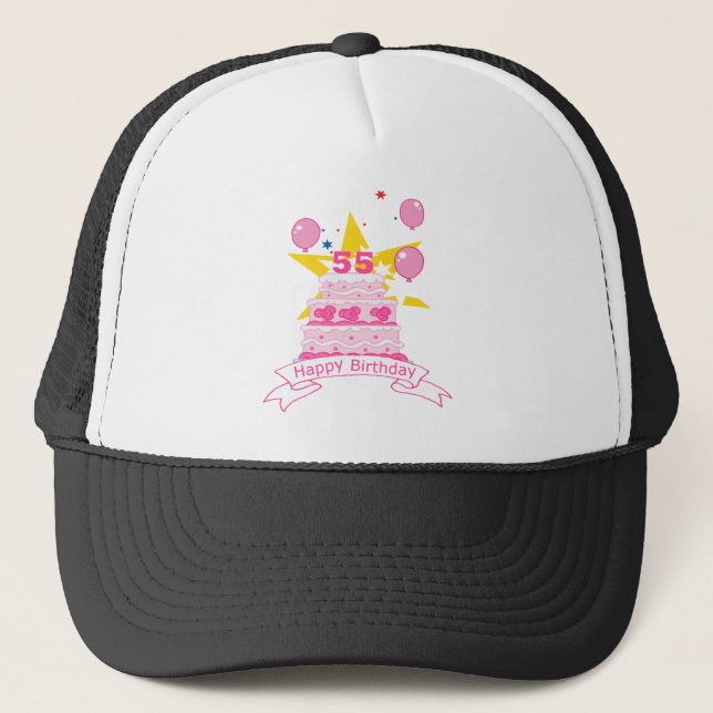55 Year Old Birthday Cake Trucker Hat (Front)