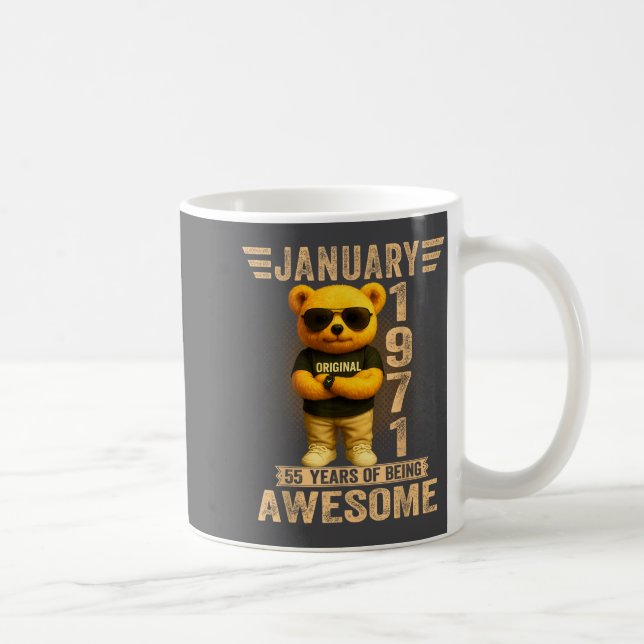 55 Year Old January 1971 Teddy Bear 55th Birthday  Coffee Mug (Right)