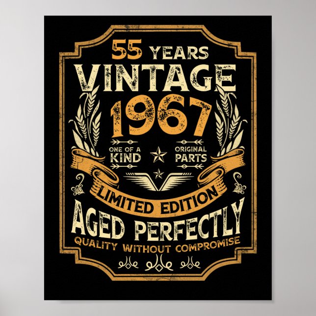 55 Year Old Vintage 1967 55th Birthday Poster (Front)