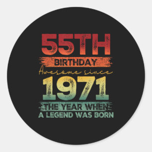 55 Year Old Vintage 1971 Limited Edition 55th Birt Classic Round Sticker