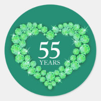 55 years emerald anniversary heart sticker