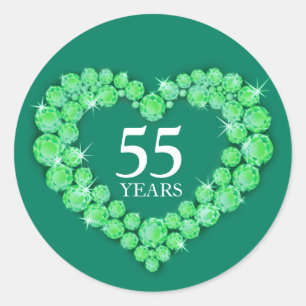 55 years emerald anniversary heart sticker