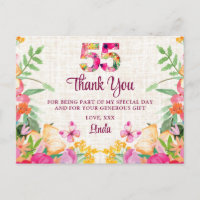 55 Years Flowers Floral Linen 55th Birthday Thanks