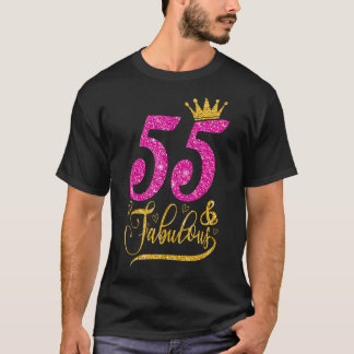 55 Years Old 55 & Fabulous 55th Birthday Queen Cro T-Shirt