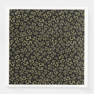 55th Age Random Number Pattern Black/Gold Napkin